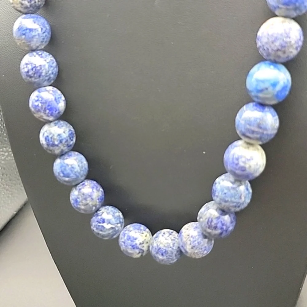 1058 Cts Chunky Natural Blue Lapis Lazuli Round Beaded Natural Gemstone Necklace